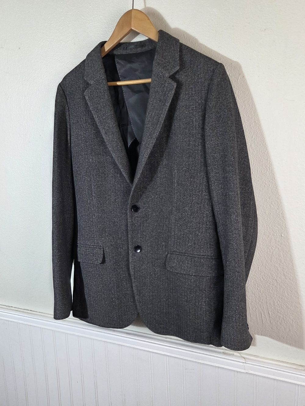 Theory Men’s 38 Gray Herringbone Wool Cashmere Blend Blazer Sport Coat Jacket - Picture 3 of 12